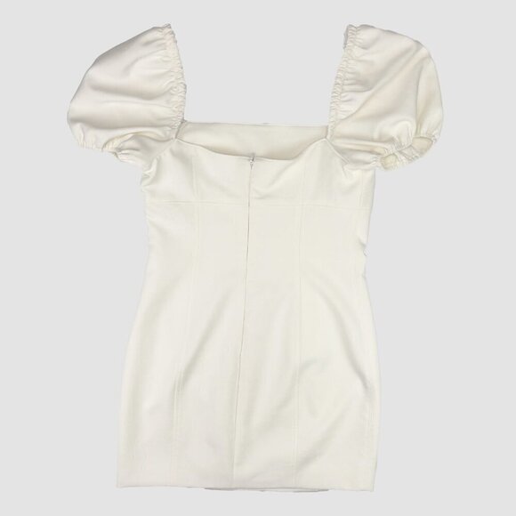 5 à 7 Cinq a Sept Fitted Mini Cocktail Dress White‎ Puff Sleeves Squareneck s 10 - Picture 6 of 9